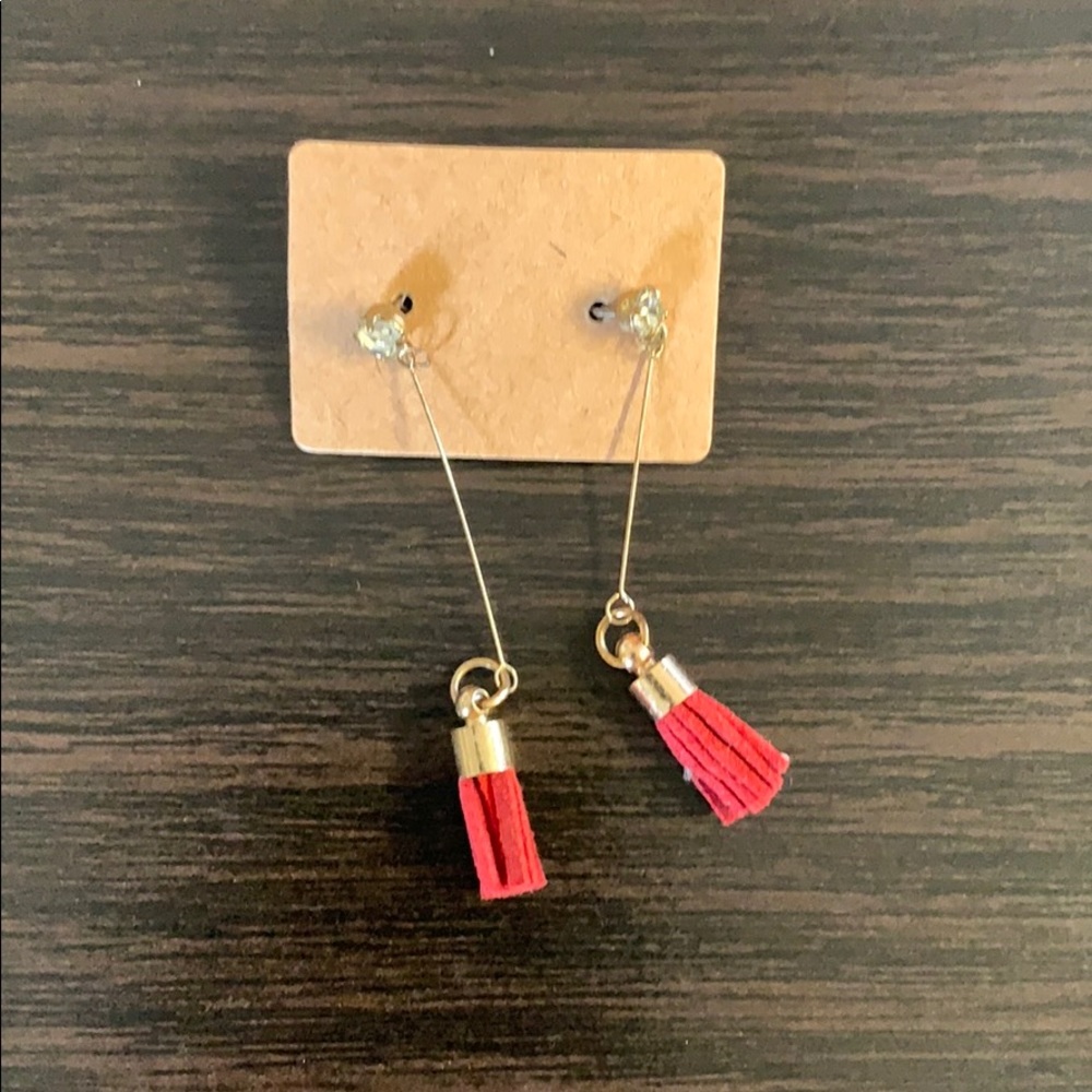 Dainty tassel red earrings